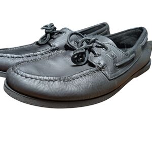 Classic Black Leather Boat Shoes